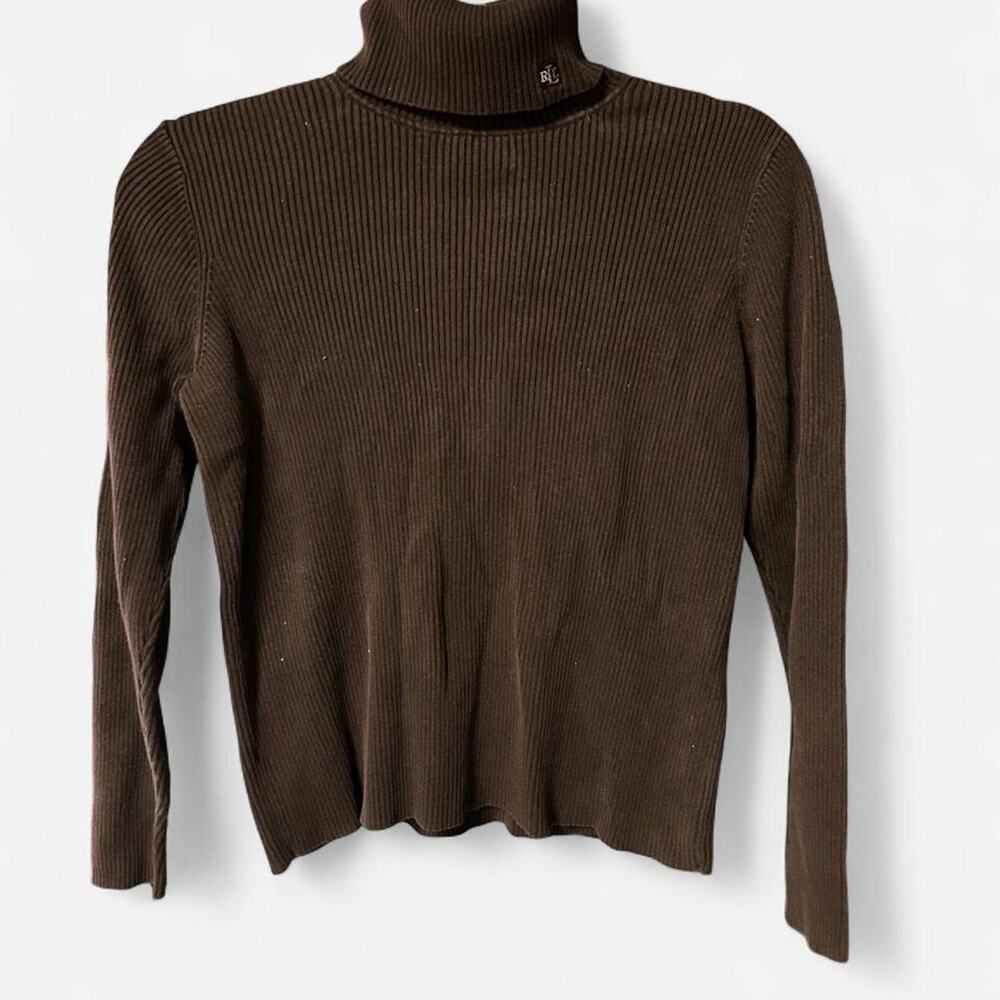 Small vintage RRL Double RL y2k brown ribbed turtleneck